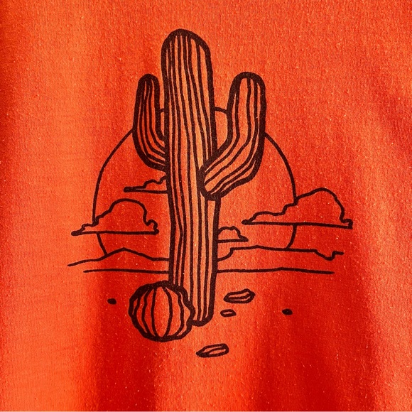 Lularoe Classic Tunic Tee Orange Cactus Graphic T-shirt Long Flowy - Picture 4 of 8